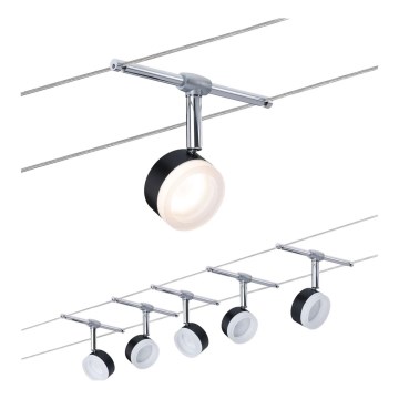 Paulmann 94457 - Sæt 5xLED/4W komplet wiresystem CLEAR 230V sort/blank krom