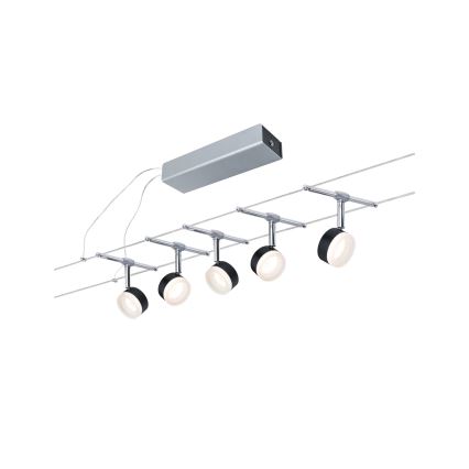 Paulmann 94457 - SÆT 5xLED/4W spots til kabelsystem CLEAR 230V sort/blank krom