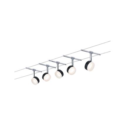 Paulmann 94457 - Sæt 5xLED/4W komplet wiresystem CLEAR 230V sort/blank krom