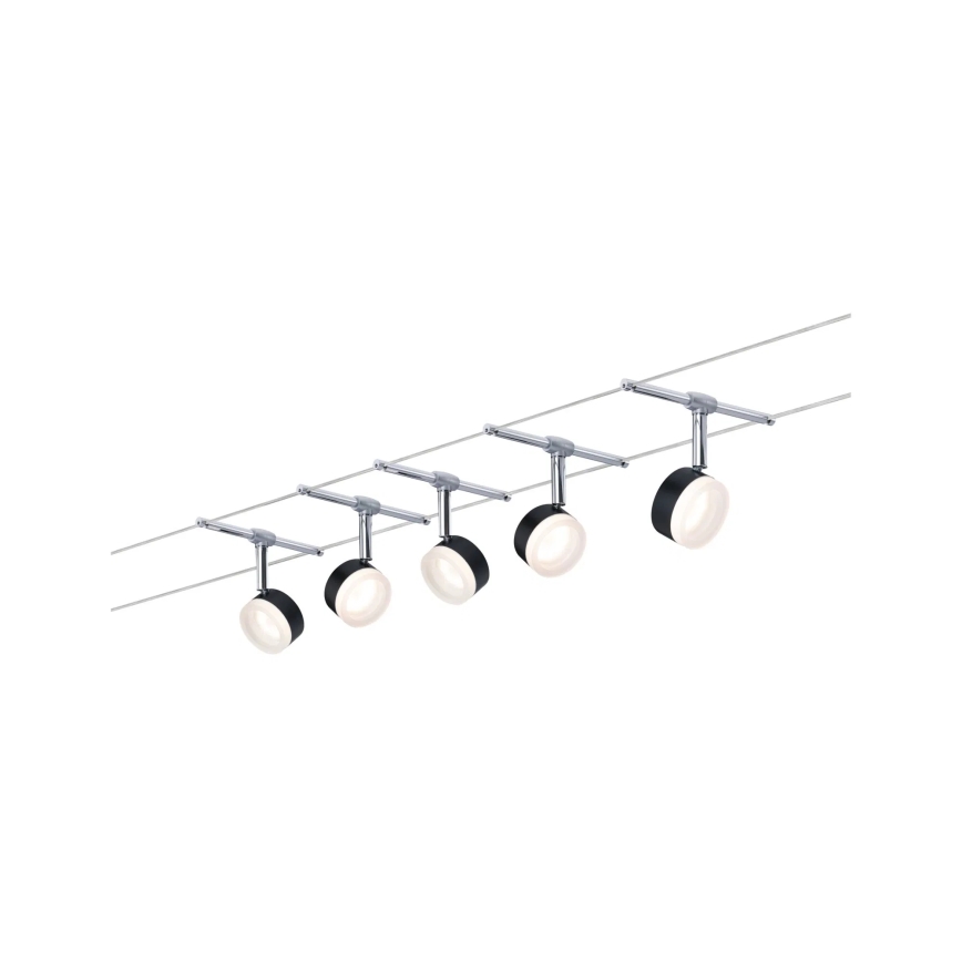 Paulmann 94457 - Sæt 5xLED/4W komplet wiresystem CLEAR 230V sort/blank krom