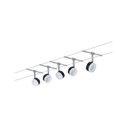 Paulmann 94457 - Sæt 5xLED/4W komplet wiresystem CLEAR 230V sort/blank krom