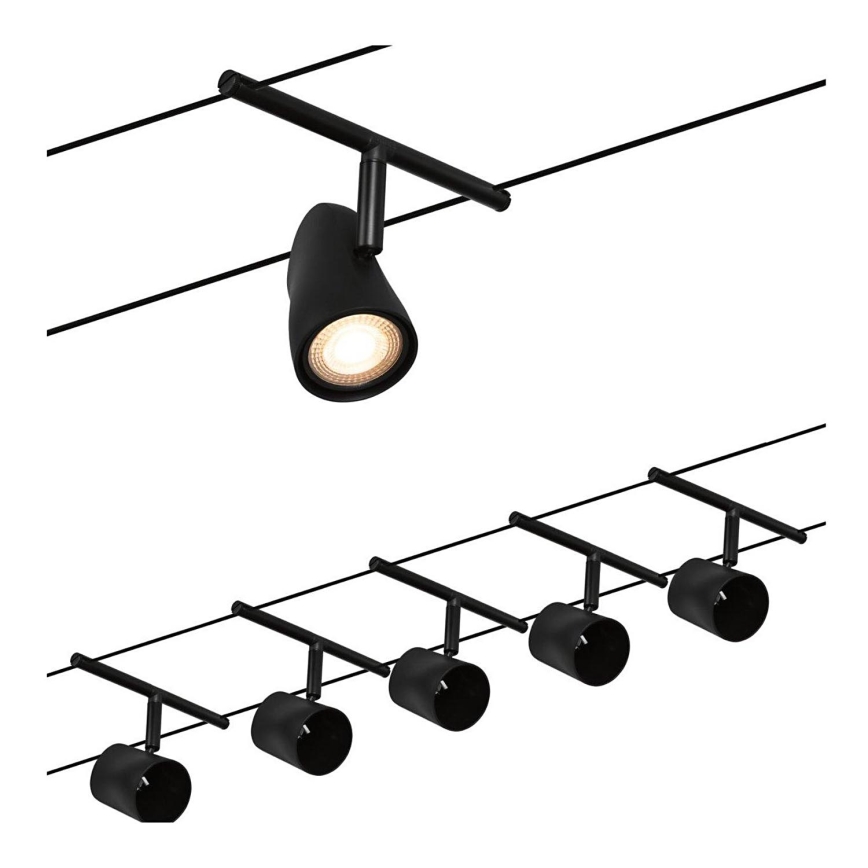 Paulmann 94469 - SÆT 5xGU5,3/10W Spotlampe til skinnesystem CUP 230V sort