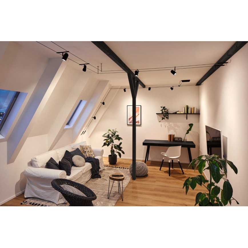 Paulmann 94469 - Sæt med 5x GU5,3/10W, komplet kabelsystem CUP 230V, sort