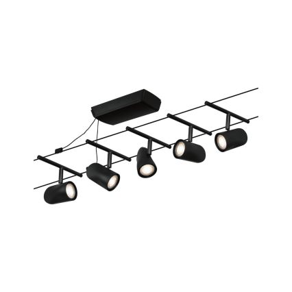 Paulmann 94469 - Sæt med 5x GU5,3/10W, komplet kabelsystem CUP 230V, sort