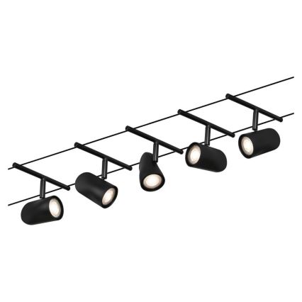 Paulmann 94469 - Sæt med 5x GU5,3/10W, komplet kabelsystem CUP 230V, sort