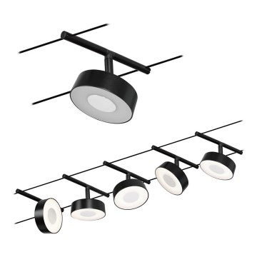 Paulmann 94479 - Sæt 5xLED/5W Komplet kabelsystem CIRCLE 230V sort
