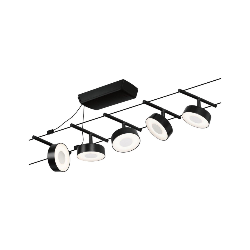 Paulmann 94479 - Sæt 5xLED/5W Komplet kabelsystem CIRCLE 230V sort