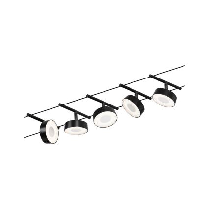 Paulmann 94479 - Sæt 5xLED/5W Komplet kabelsystem CIRCLE 230V sort