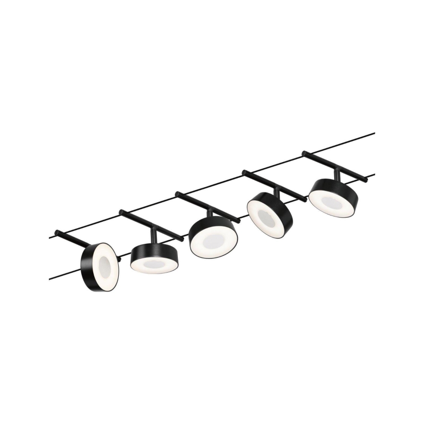 Paulmann 94479 - Sæt 5xLED/5W Komplet kabelsystem CIRCLE 230V sort