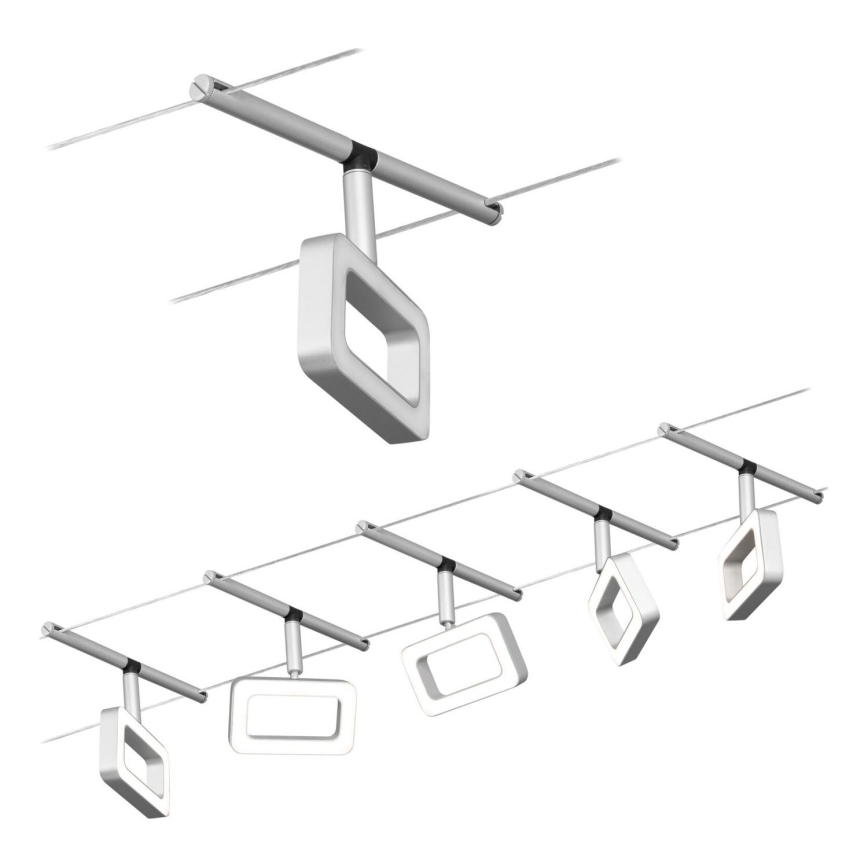 Paulmann 94481 - Sæt med 5 x LED (4,8 W), komplet wire-system FRAME 230 V i mat krom