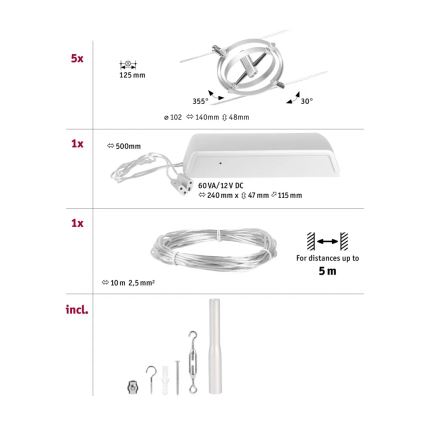 Paulmann 94490 - SÆT 8xGU5,3/7,5W Spotlampe til skinnesystem CARDAN 230V mat krom