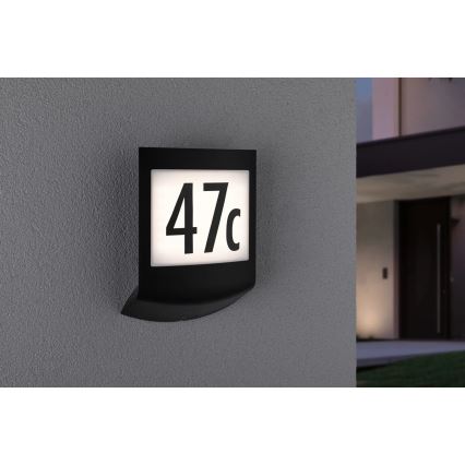 Paulmann 94513 - RGBW LED/8,2W IP44 Dæmpbar husnummerskilt med bevægelses- og skumringssensor PADEA 230V antracit