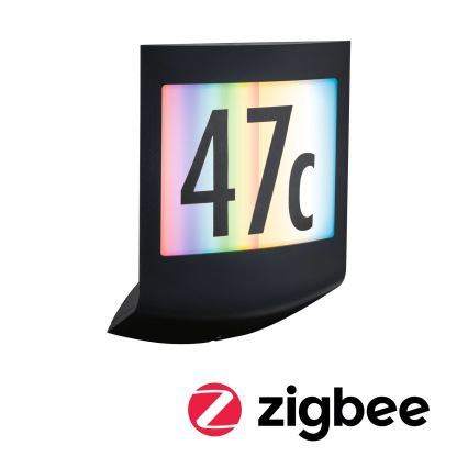Paulmann 94513 - RGBW LED/8,2W IP44 Dæmpbar husnummerskilt med bevægelses- og skumringssensor PADEA 230V antracit