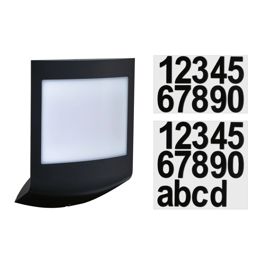 Paulmann 94513 - RGBW LED/8,2W IP44 Dæmpbar husnummerskilt med bevægelses- og skumringssensor PADEA 230V antracit