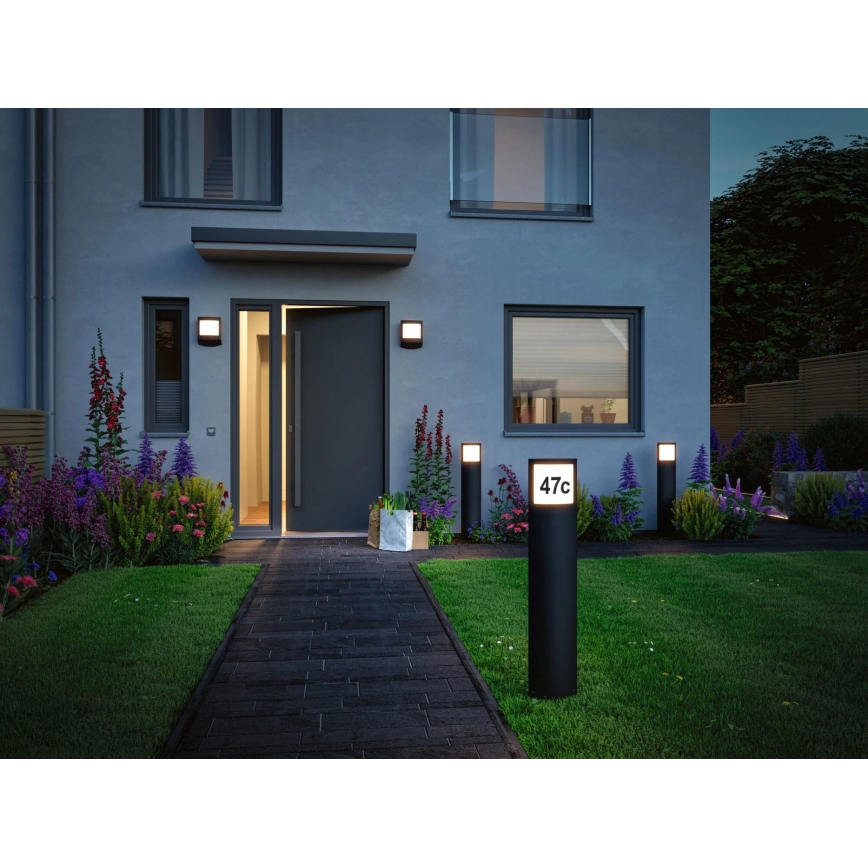 Paulmann 94514 - LED/8,5W IP44 Dæmpbar husnummerbelysning med bevægelses- og skumringssensor PADEA 230V antracit