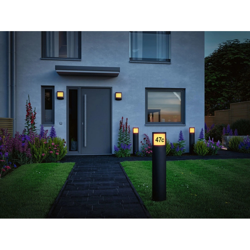 Paulmann 94514 - LED/8,5W IP44 Dæmpbar husnummerbelysning med bevægelses- og skumringssensor PADEA 230V antracit