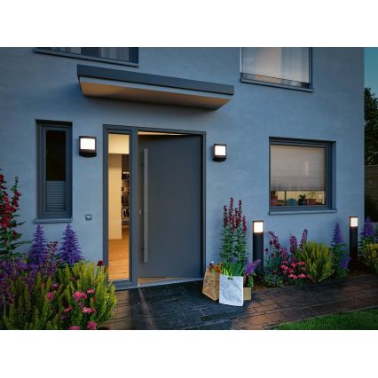 Paulmann 94514 - LED/8,5W IP44 Dæmpbar udendørslampe med bevægelses- og skumringssensor PADEA 230V antracit