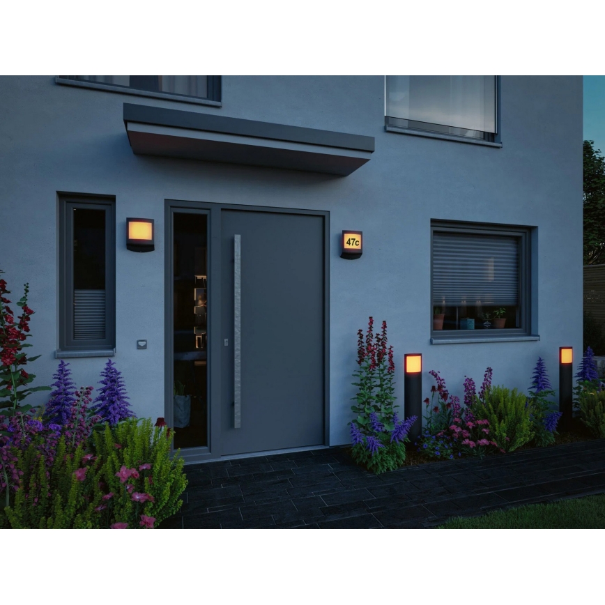 Paulmann 94515 - LED/8,5W IP44 Dæmpbart husnummerskilt med bevægelses- og skumringssensor PADEA 230V antracit
