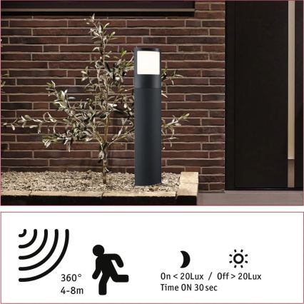 Paulmann 94515 - LED/8,5W IP44 Dæmpbart husnummerskilt med bevægelses- og skumringssensor PADEA 230V antracit