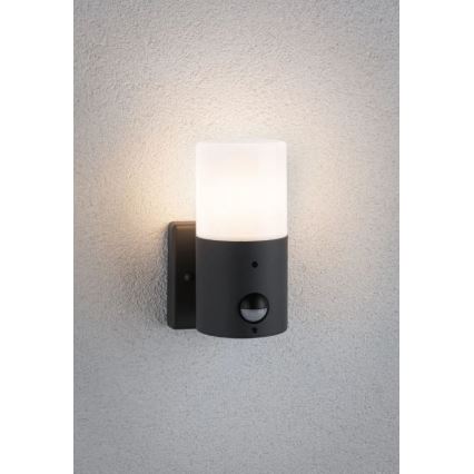 Paulmann 94648 - 1xE27/15W IP44 Udendørs væglampe med sensor TUBS 230V