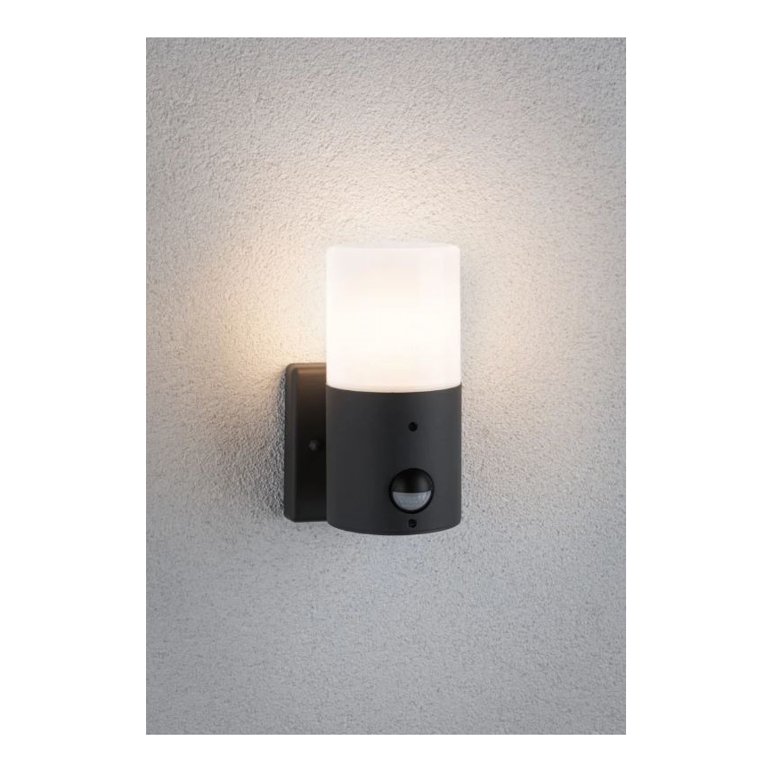 Paulmann 94648 - 1xE27/15W IP44 Udendørs væglampe med sensor TUBS 230V