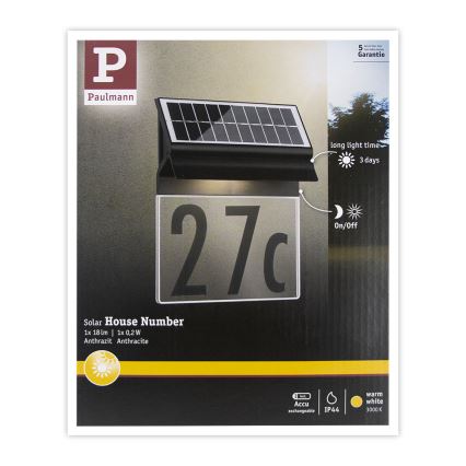 Paulmann 94694 - LED/0,2W IP44 Soldrevet husnummer NEDA 3,7V 1800 mAh