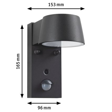 Paulmann 94714 - LED/6W IP44 Udendørs væglampe med sensor CAPERA 230V 2200/3000K
