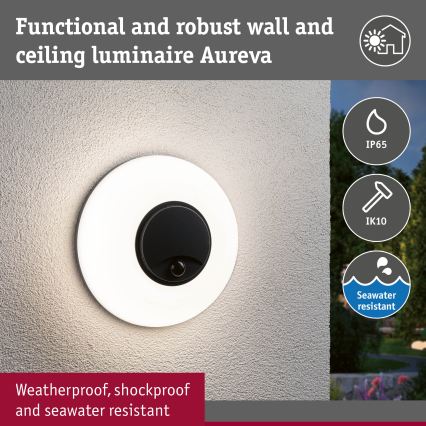 Paulmann 94956 - LED/20,5W IP65 Dæmpbar udendørs væglampe med bevægelses- og skumringssensor AUREVA 230V 2200/3000/4000K antracit