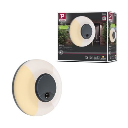 Paulmann 94956 - LED/20,5W IP65 Dæmpbar udendørs væglampe med bevægelses- og skumringssensor AUREVA 230V 2200/3000/4000K antracit
