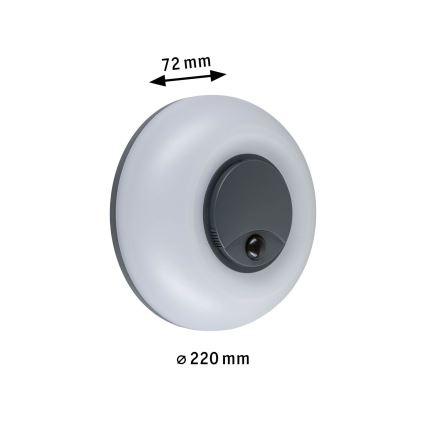 Paulmann 94956 - LED/20,5W IP65 Dæmpbar udendørs væglampe med bevægelses- og skumringssensor AUREVA 230V 2200/3000/4000K antracit