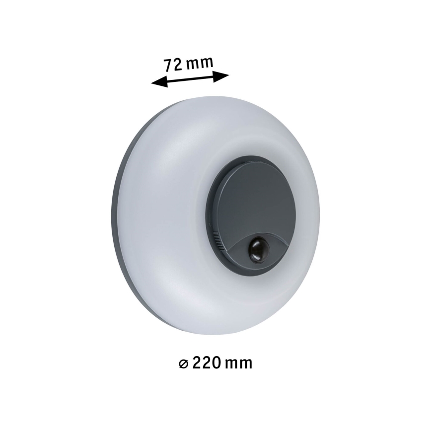 Paulmann 94956 - LED/20,5W IP65 Dæmpbar udendørs væglampe med bevægelses- og skumringssensor AUREVA 230V 2200/3000/4000K antracit