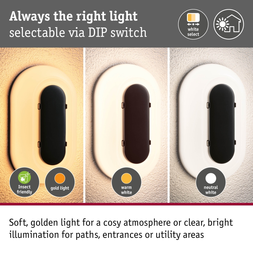 Paulmann 94957 - LED/18,5W IP65 Dæmpbar udendørs væglampe ELUNOR 230V 2200/3000/4000K antracit