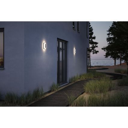 Paulmann 94958 - LED/18,5W IP65 Dæmpbar udendørs væglampe med bevægelses- og skumringssensor ELUNOR 230V 2200/3000/4000K antracit