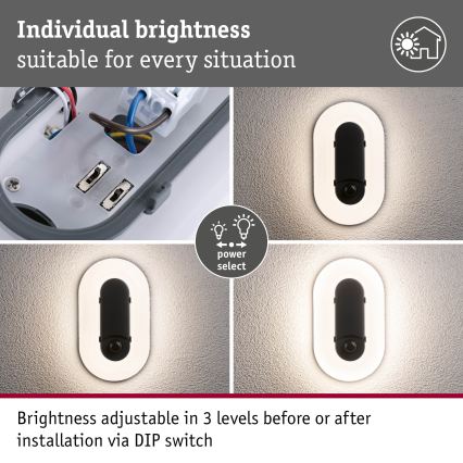 Paulmann 94958 - LED/18,5W IP65 Dæmpbar udendørs væglampe med bevægelses- og skumringssensor ELUNOR 230V 2200/3000/4000K antracit