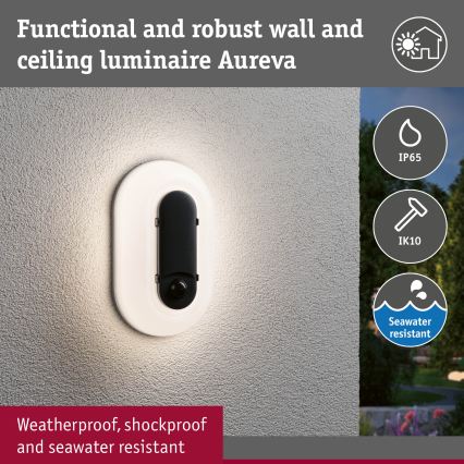 Paulmann 94958 - LED/18,5W IP65 Dæmpbar udendørs væglampe med bevægelses- og skumringssensor ELUNOR 230V 2200/3000/4000K antracit