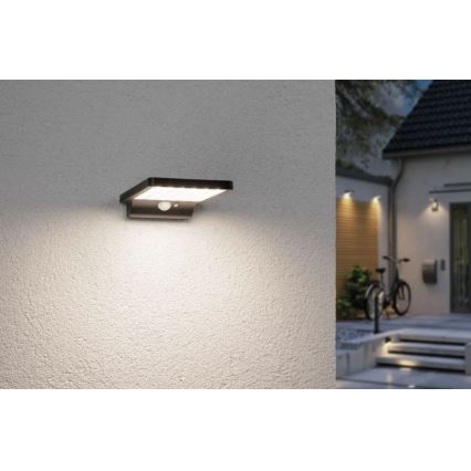 Paulmann 95393 - LED/4W IP44 Soldrevet væglampe med sensor dæmpbar SOLVEIG 3,7V