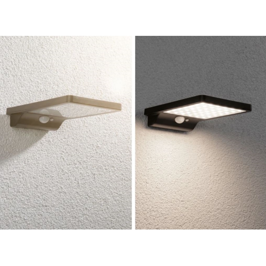 Paulmann 95393 - LED/4W IP44 Soldrevet væglampe med sensor dæmpbar SOLVEIG 3,7V 2000 mAh