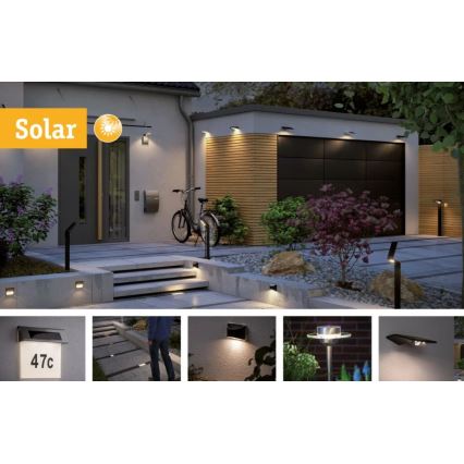 Paulmann 95393 - LED/4W IP44 Soldrevet væglampe med sensor dæmpbar SOLVEIG 3,7V 2000 mAh