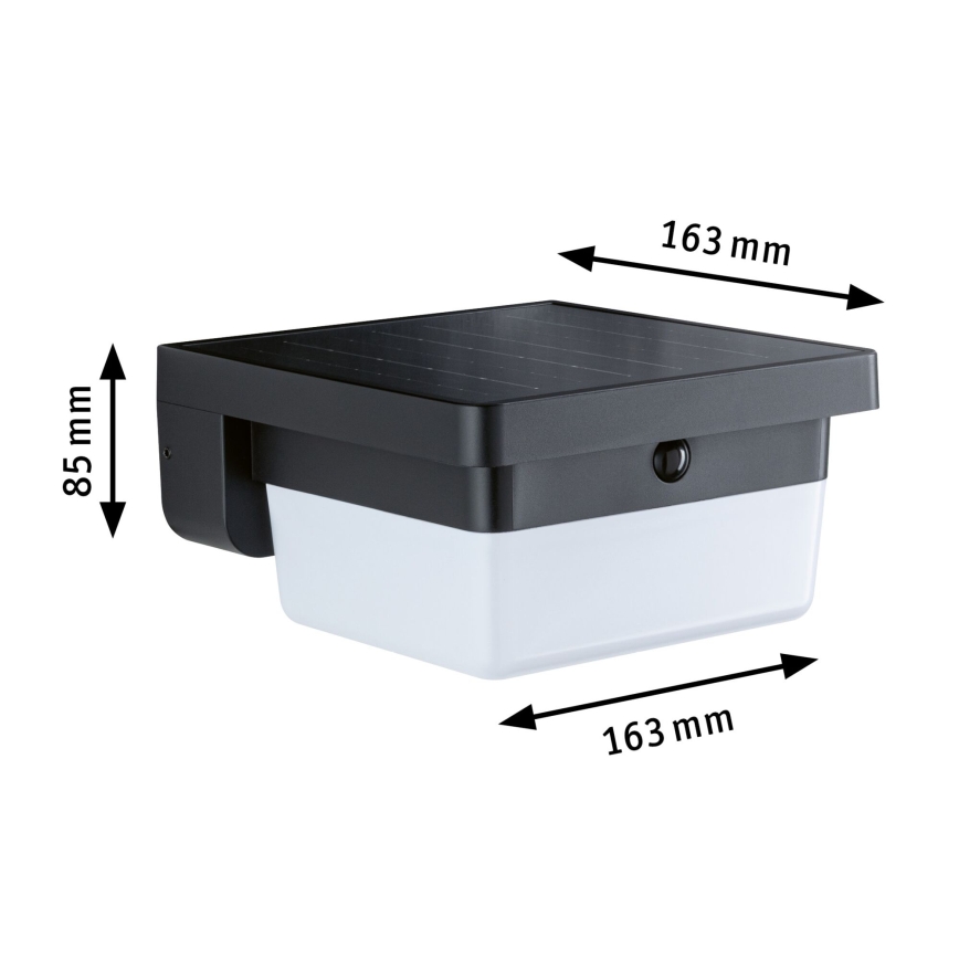 Paulmann 95748 - LED/2,3W IP44 Solcelle væglampe med sensor ISLEEN 3,7/230V 4000 mAh sort