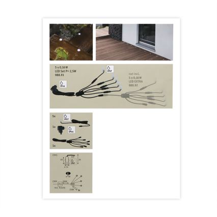 Paulmann 98891 - 5x Udendørs indbygningslampe MICRO LED/0,16W IP67 230V