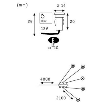 Paulmann 98892 - Udvidelsessæt 5x Udendørs indbygningslamper MICRO LED/0,16W IP67 12V