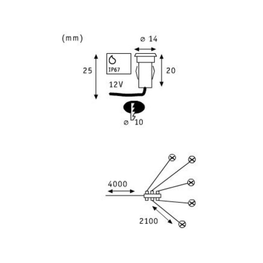 Paulmann 98892 - Udvidelsessæt 5x Udendørs indbygningslamper MICRO LED/0,16W IP67 12V