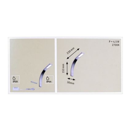 Paulmann 99380 - LED/3,2W Spejllampe til badeværelse GALERIA 230V IP44