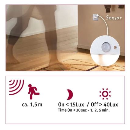 Paulmann  93134 - LED/1,2W Trappelampe med sensor EDGE 230V mat krom