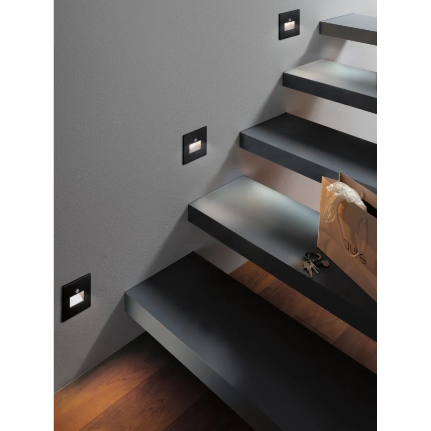 Paulmann  93135 - LED/1,2W Trappelampe med sensor EDGE 230V sort