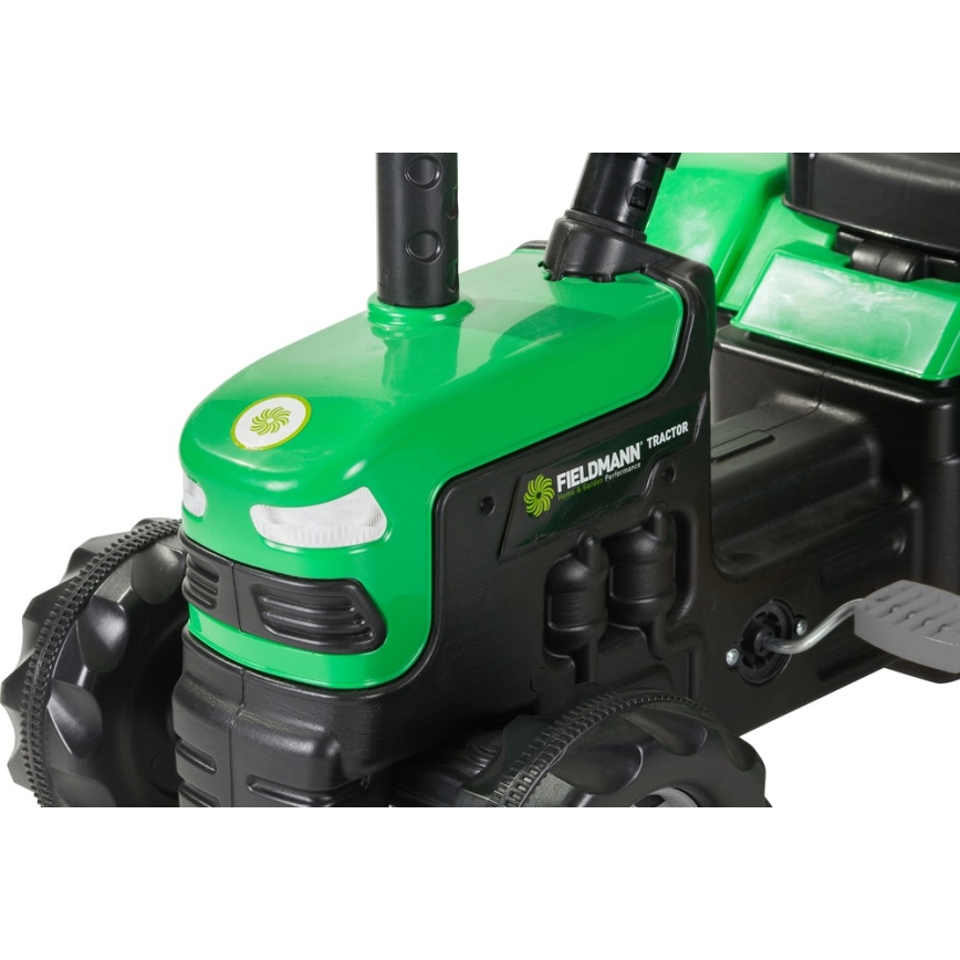 Pedaltraktor med vogn sort/grøn