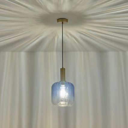 Pendel 1xE27/15W/230V blå/røget diameter 20 cm