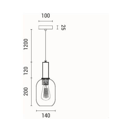 Pendel 1xE27/15W/230V brun diam. 13 cm