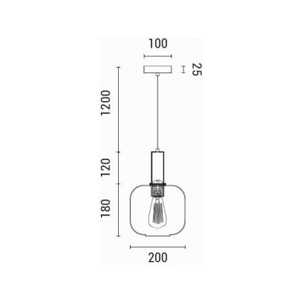 Pendel 1xE27/15W/230V brun diameter 20 cm