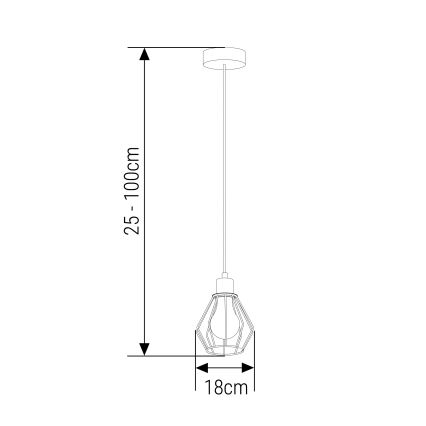 Pendel 1xE27/35W/230V diameter 18 cm sort